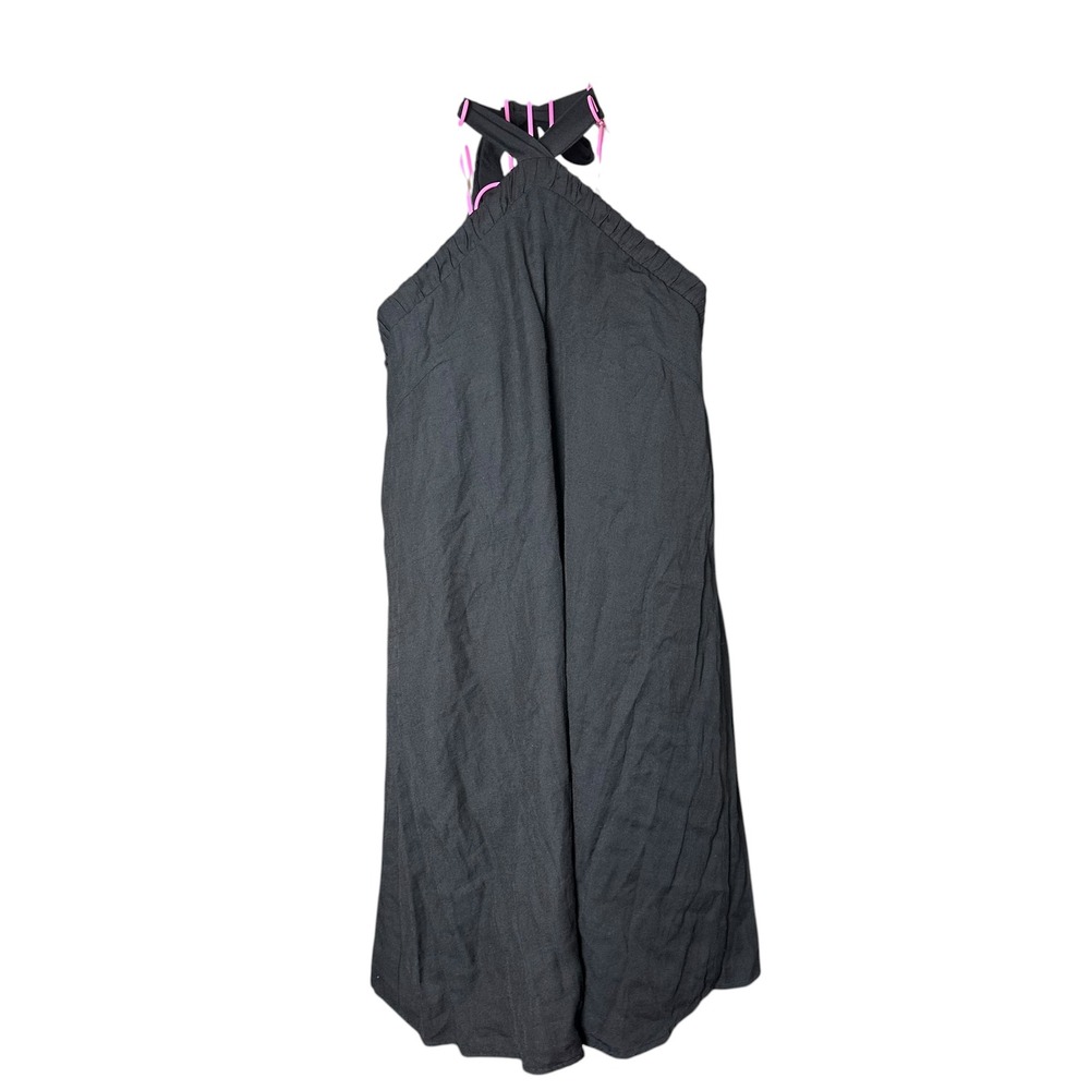 Row A Black Halter Neck Mini‎ Dress Resortwear Swim Cover Tie Back Sleeveless  S
